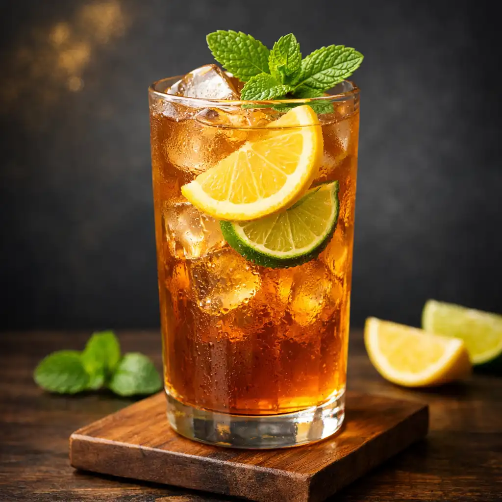 Bezalkoholowy mocktail cytrusowy z miętą w wysokiej szklance